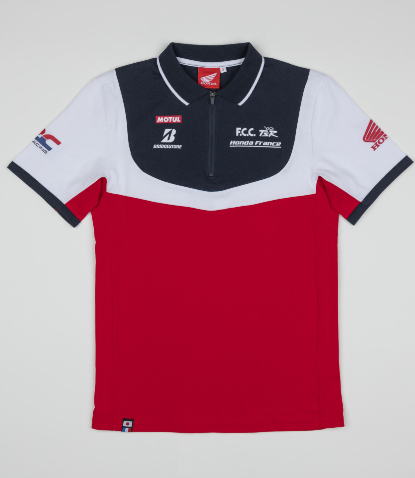 Polo zippé racing tricolore F.C.C. TSR Honda France