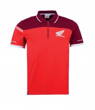 Polo Racing Zippé Rouge et Bordeaux